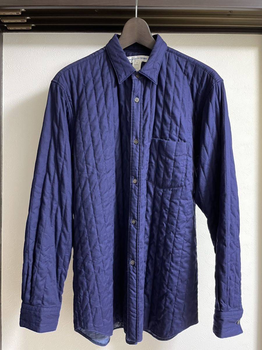 新しいエルメス COMME des GARCONS SHIRT コムデギャルソンシャツ 中綿シャツ 紺 Mサイズ フランス製 Mサイズ