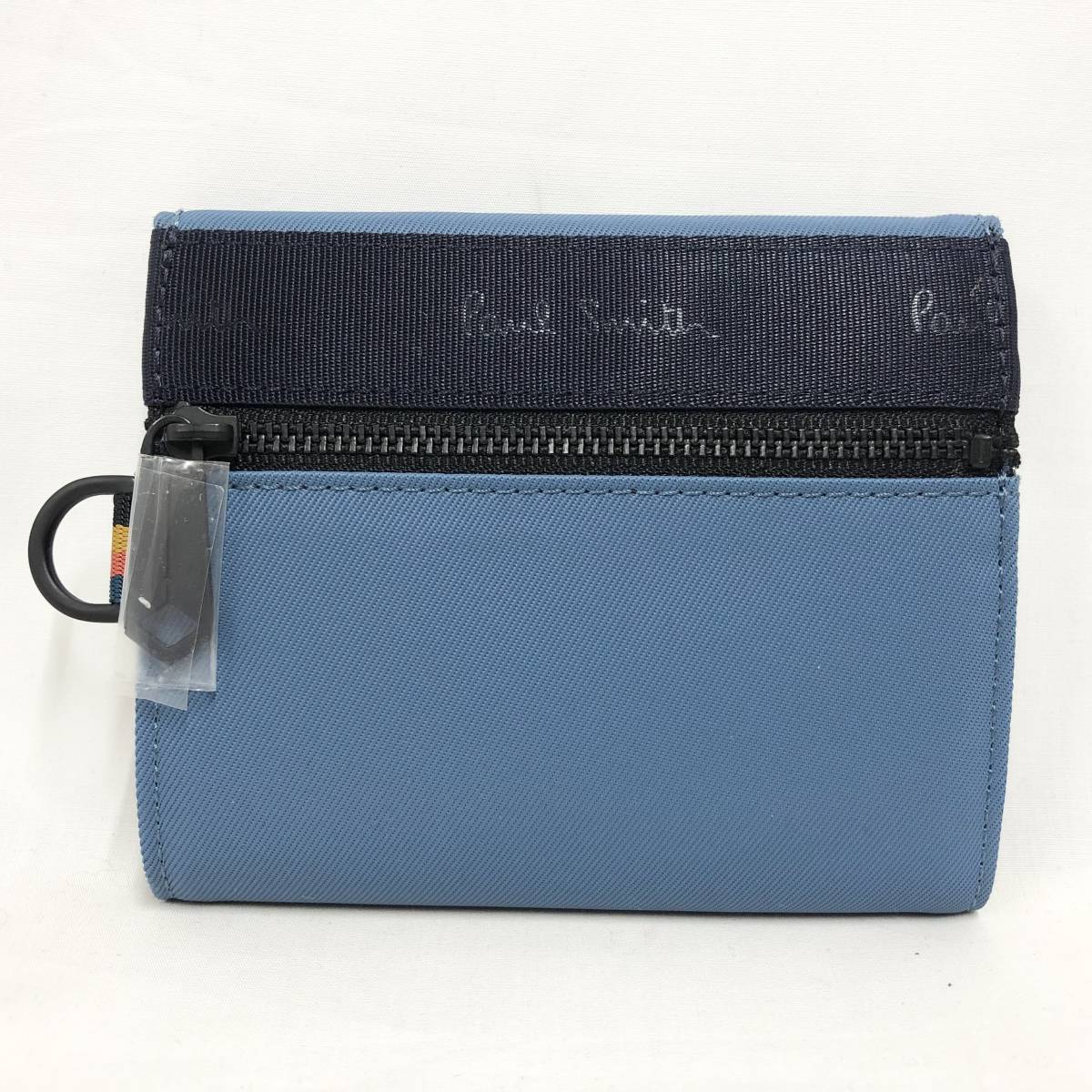 ○★新品未使用 Paul Smith (ポールスミス) ブランデッドウェビング 三つ折り財布 ブルーグレー★○