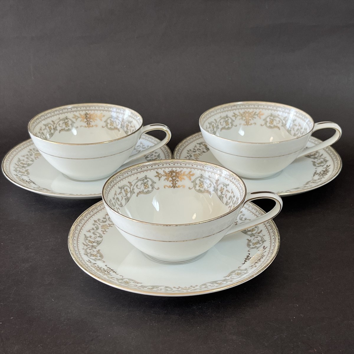 ◆ NORITAKE ノリタケ C&S 金彩花絵 5856 GRACELYN 3客セット 難有 ◆_画像2