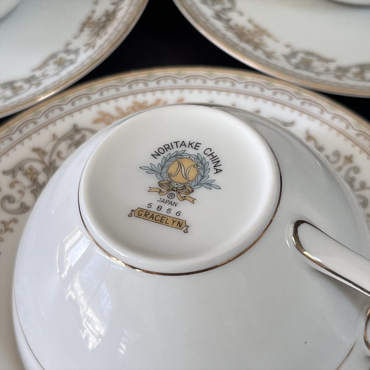 ◆ NORITAKE ノリタケ C&S 金彩花絵 5856 GRACELYN 3客セット 難有 ◆_画像4