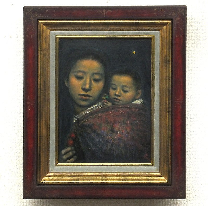 絵画 油絵 母と仔 Yahoo!オークション - 【GLC】澤田文一 「母と子」 油彩4号 孤高