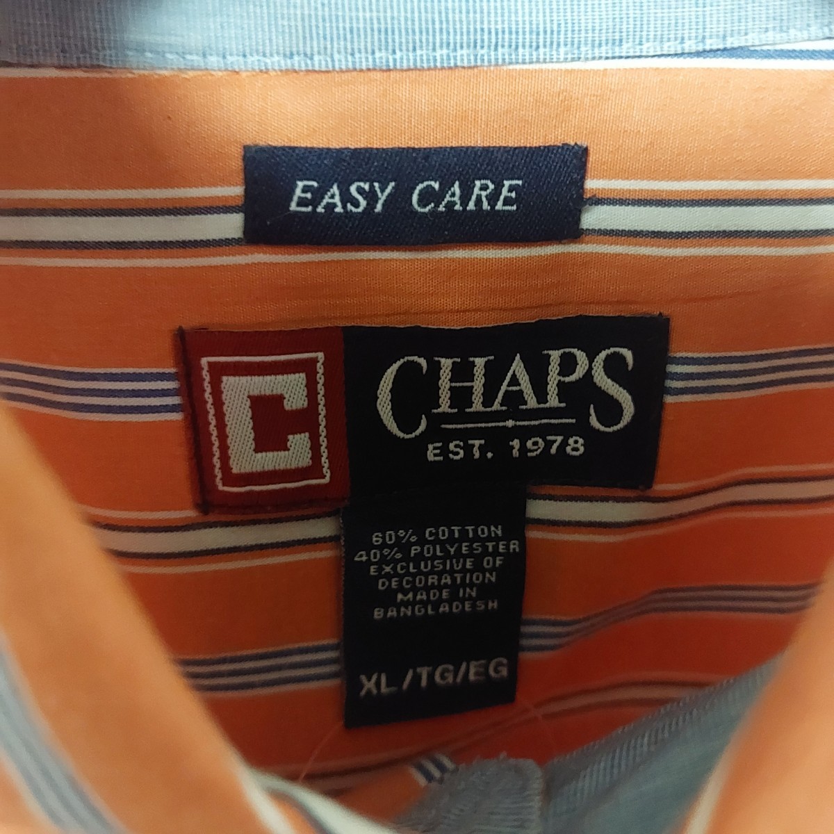 送料無料 CHAPS チャップス BDシャツ ボタンシャツ オレンジ ストライプ XL 05K2002_画像4
