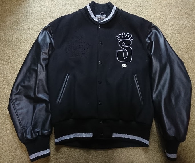 25 anniversary black L sleeve leather stadium jumper stussy XXV