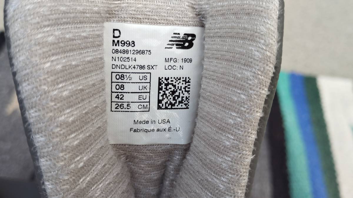 超レアなUSA製GRではないM998　New Balance US8.5 26.5cm 未使用新品 アメリカ製 米国製 グレー スウェード NB Made In The USA_画像4