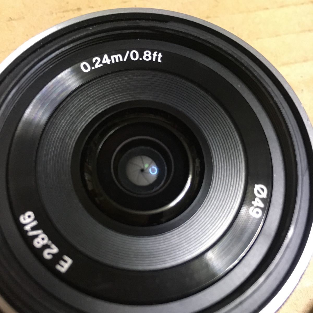 SONY ソニー α アルファ Eマウント用レンズ 16mm F2.8 SEL16F28 パンケーキ 単焦点レンズ レンズキャップ付き_画像8