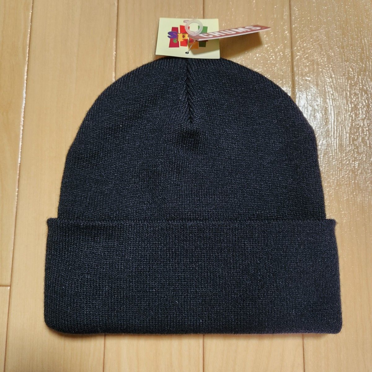 【新品】チャムス ニットキャップ ニット帽 ビーニー　キッズ　19cm　 帽子 黒　ブラック　ジュニア