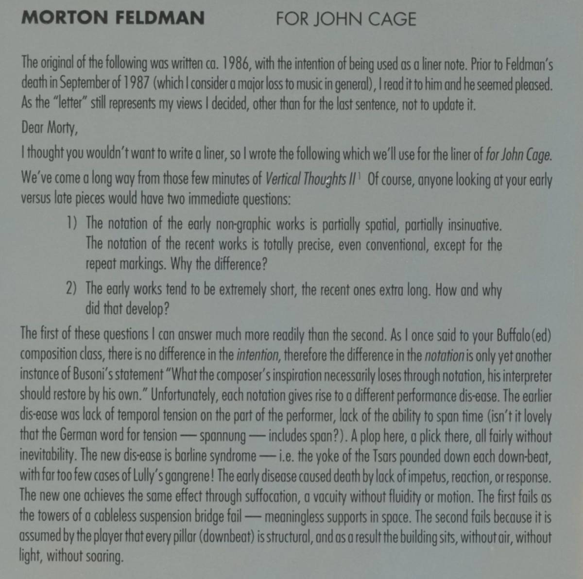 Morton Feldman, Paul Zukofsky, Marianne Schroeder - For John Cage ; CP2_画像3
