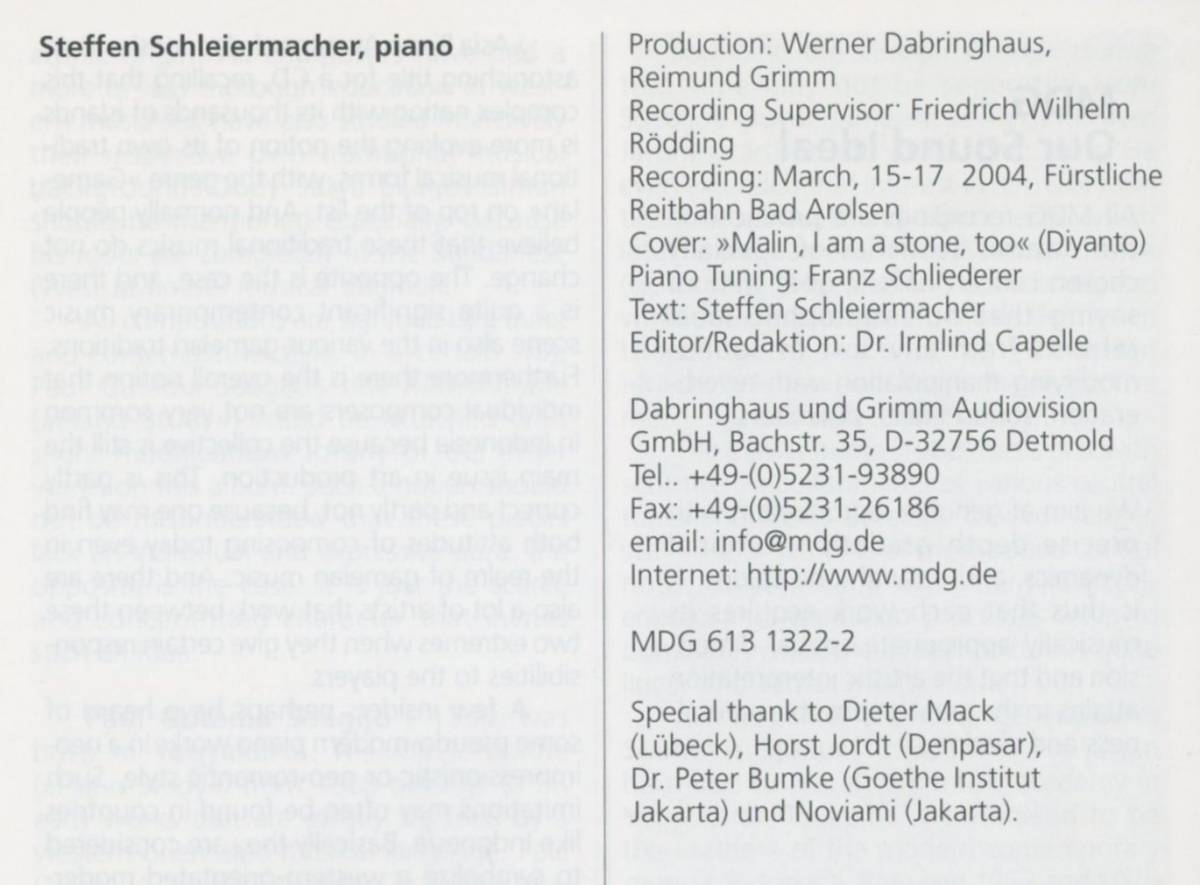 Steffen Schleiermacher - Asia Piano Avantgarde Indonesia;Paul Gutama Soegijo/Selamat Abdul Sjukur/Michael Asmara/Soe Tjen Marching_画像4