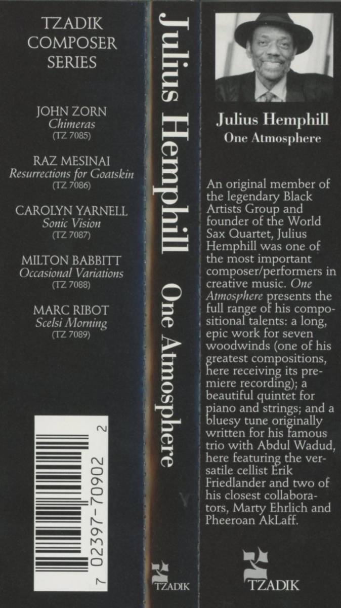 Julius Hemphill - One Atmosphere; Ursula Oppens/Erik Friedlander/Pheeroan Aklaff/Tim Berne/Marty Ehrlich; Tzadik, John Zorn_画像3