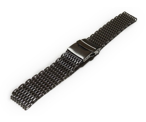 * free shipping *20mm Shark mesh breath belt stainless steel black for exchange spring stick 2 ps attaching 