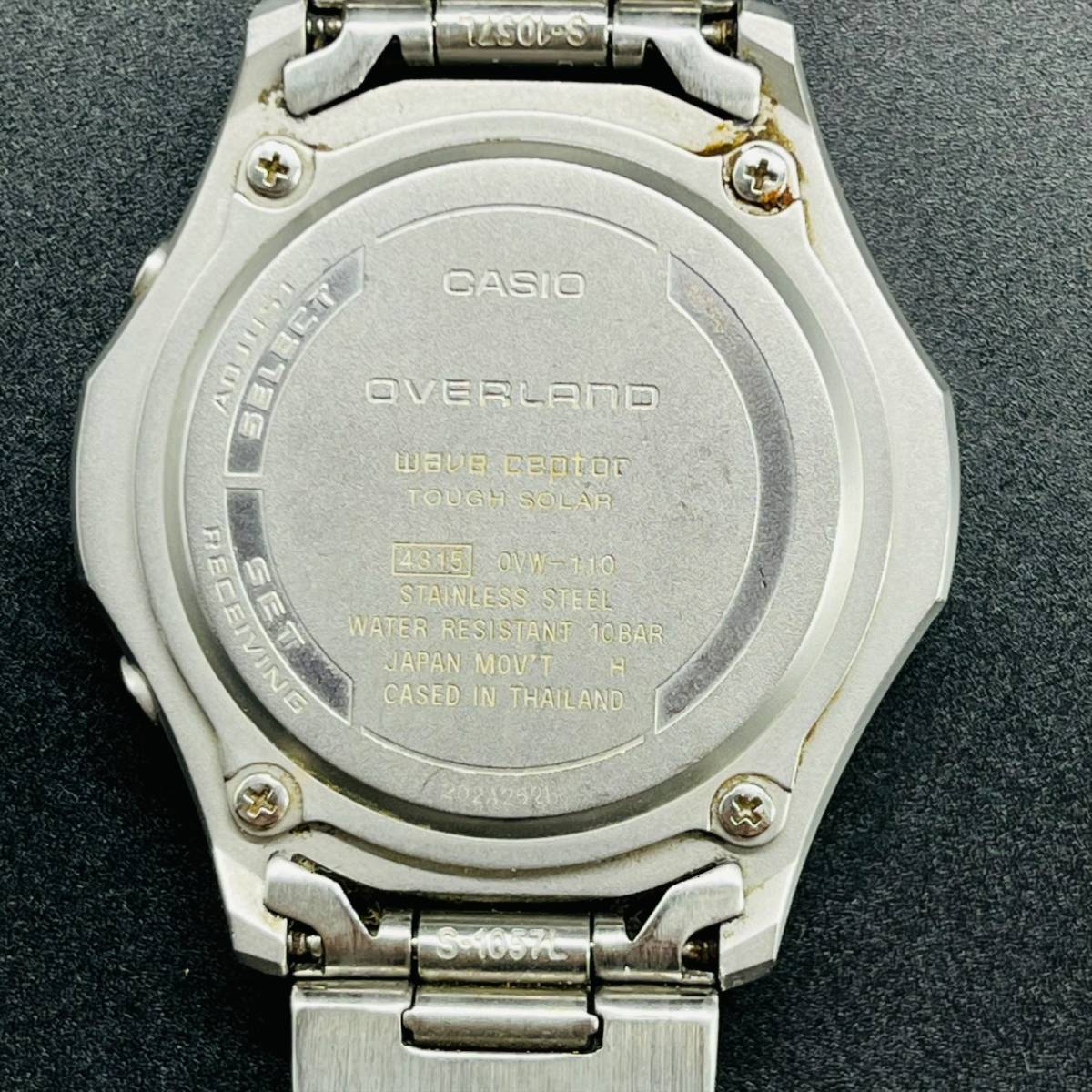 CASIO OVW-110 カシオ 腕時計 時計 OVERLAND オーバーランド 電波ソーラー メンズ 黒 ブラック シルバー中古品 現状不動 現状品 1円～ 6483_画像2