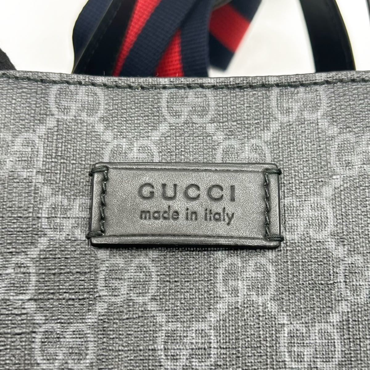 グッチ 【美品】 GUCCI トートバッグ 2way GGスプリーム シェリーライン ロゴプレート レザー 本革 ビジネス A4収納可能 メンズ レディース_画像3