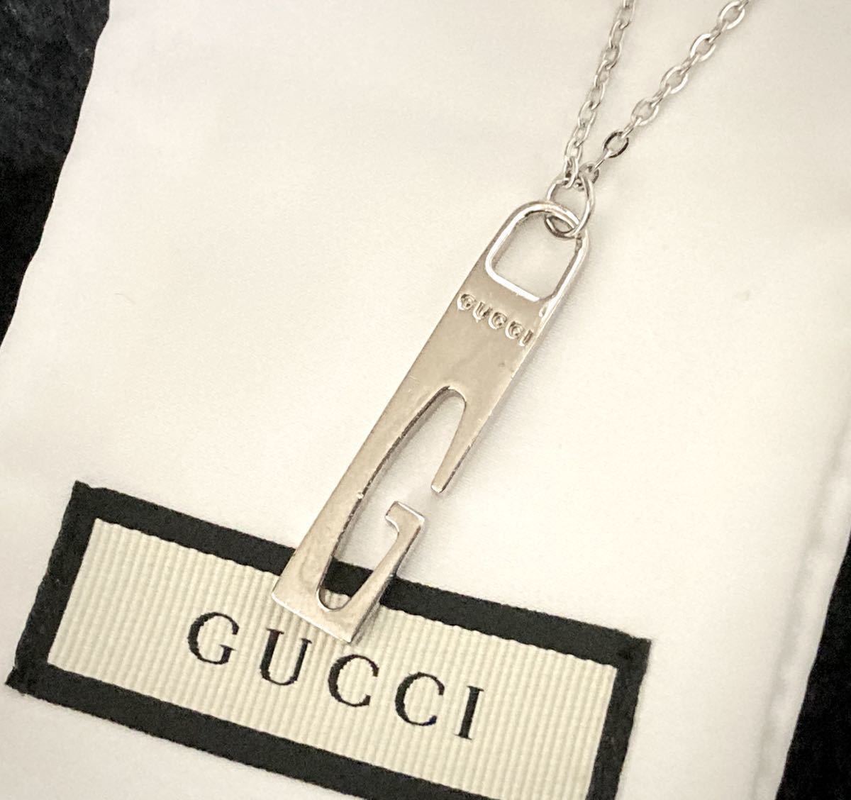 [ prompt decision / postage included ]GUCCI/ Gucci diecutting katanuki /G cut tag / cut out necklace / pendant 