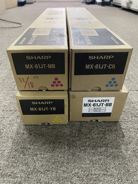 （MX614001）■ＳＨＡＲＰ　純正トナー　ＭＸ－６１ＪＴ　ＢＢ／ＭＢ／ＹＢ／ＣＢ　４色セット■_画像1