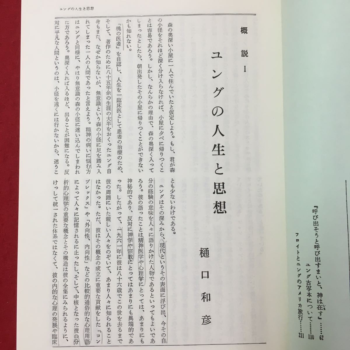 S7g-041 現代のエスプリ ユング心理学 昭和53年9月1日発行 No.134 目次/概説1 ユングの人生と思想 概説2 夢の世界 ユングの夢を中心に_数ページに書き込みあり。