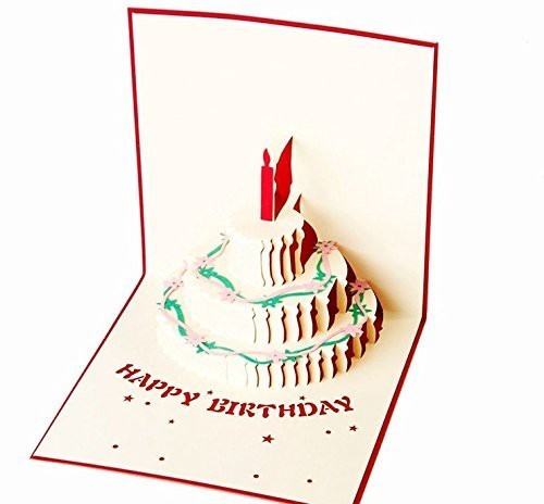 [ новый товар быстрое решение ]Happiest день рождения день рождения [ цельный ] праздник хобби поздравительная открытка 3D pop up сообщение карта ( красный )