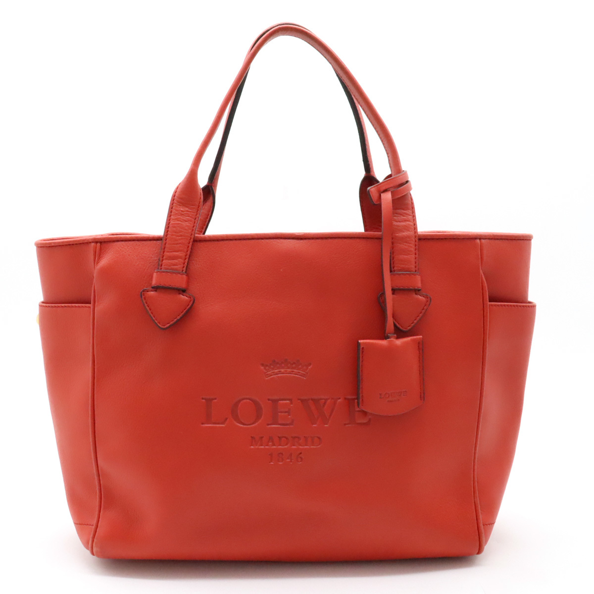 LOEWE ロエベ ヘリテージ スモール トート トートバッグ ハンドバッグ レザー オレンジレッド ゴールド金具