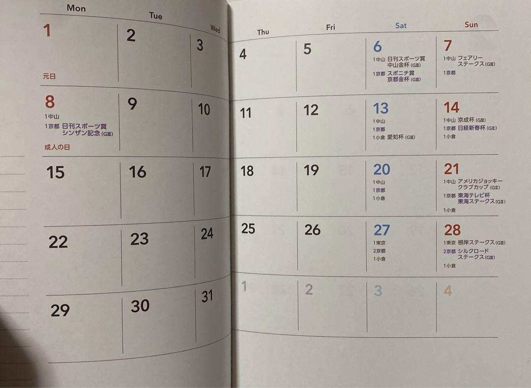 新品★JRA カレンダー　手帳　スケジュール帳　非売品_画像3