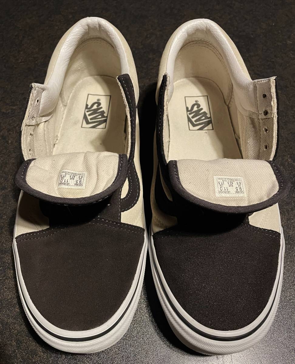 US9.5希少カラーVANS OLD SKOOLオールドスクール1ダークグレー墨黒アイボリー白レア色27.5cmスエード本革レザーsk8low(jazzアナハイムsk8hi_画像3