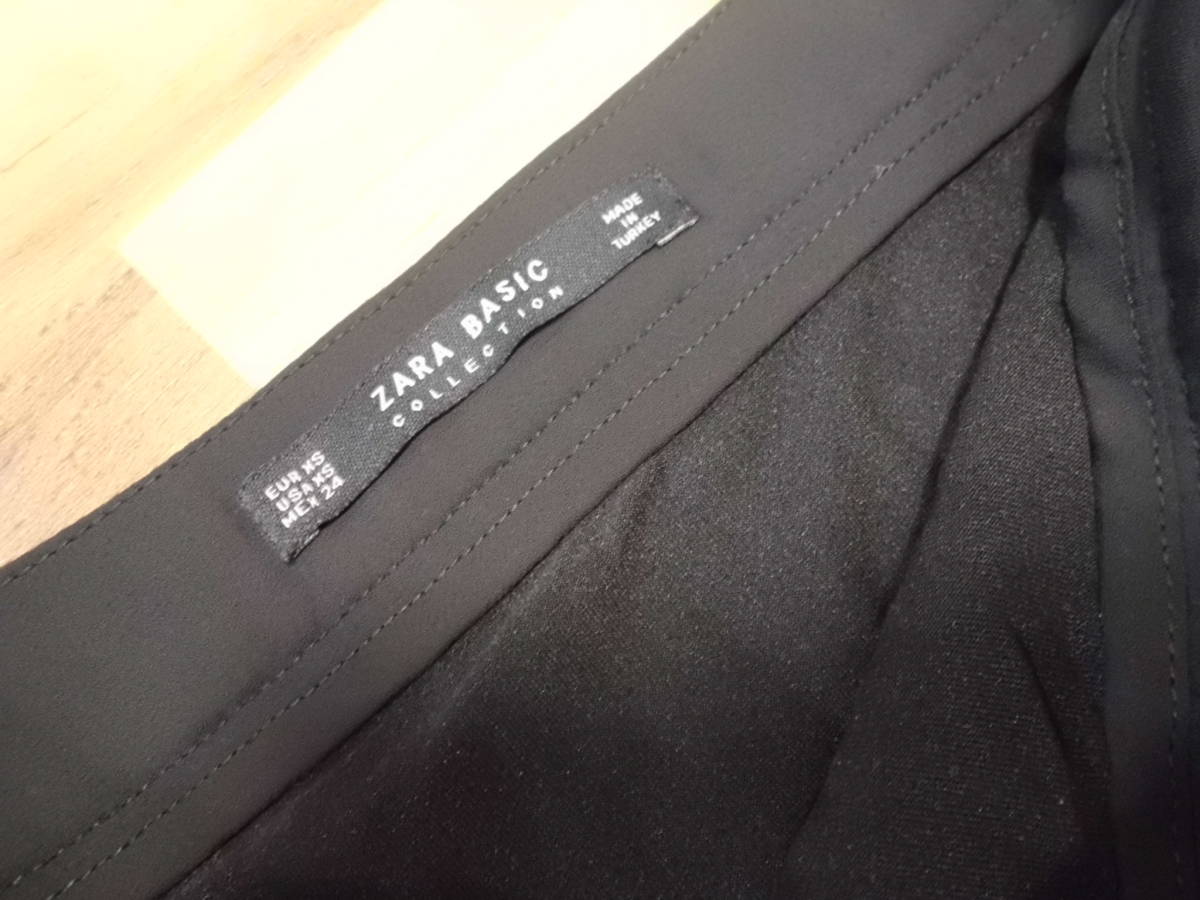 1回着用 美品 ZARA ザラ 黒 ブラック プリーツ加工 透かしデザイン スリット入り マキシ丈 スカート XS S 定形外510円発送 同梱OK_画像6