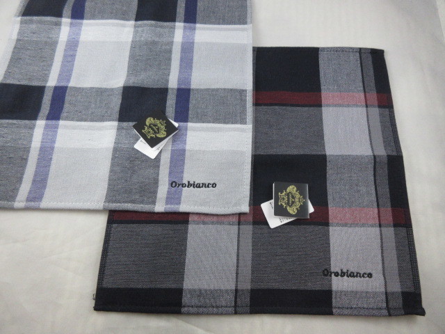  new goods prompt decision! Orobianco gentleman towel handkerchie 2 sheets fine quality cotton 100% material postage 140 jpy ⑥