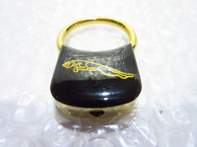 [Spiral] Jaguar ( cat ) black X Gold * key ring JAGUAR new goods /