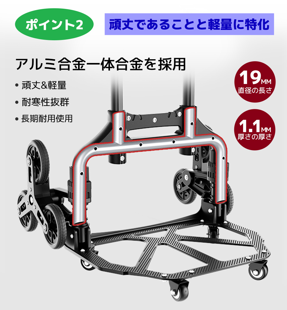 新品 キャリーカート 折りたたみ 耐荷重75kg 360度回転 10輪 軽量 アウトドア 高さ調節 アルミニウム合金 バッグ＋弾力ロープ付 YIinleader_画像3