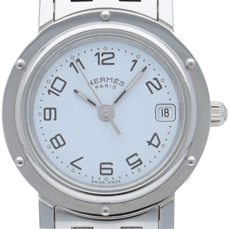 エルメス クリッパー レディース時計 CL4.210 SS レディース時計 ホワイト 仕上げ済 美品 中古
