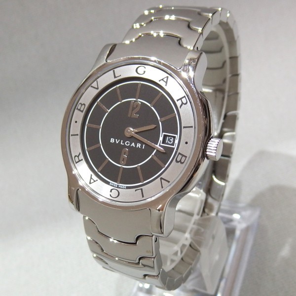 美品★BVLGARI Solotempo ST35S SS クォーツ 腕時計 黒文字盤 ブルガリ ソロテンポ★付属有の画像2