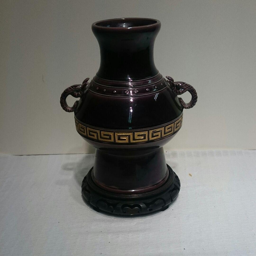 ・作者名：　・永楽　作　　・品名：　・陶器花瓶　　・技法：　・陶器（時代品）　（A3-HIO-R4-5-8-58.5）