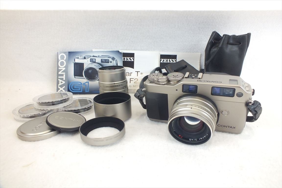 ☆ CONTAX コンタックス G1 フィルム一眼レフ Planar2/45 T Sonnar2.8/90 T 中古 現状品 231107T3289_画像1