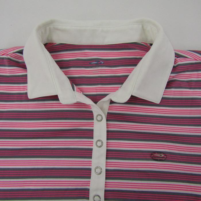 ティゴラ 半袖ポロシャツ ボーダー柄 ダウXLA ゴルフウエア レディース Lサイズ ピンク×グレー×ホワイト TIGORAの画像4