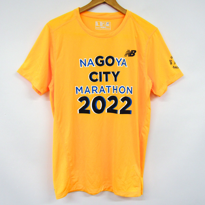 ニューバランス 半袖Tシャツ 名古屋シティマラソン2022 ランニングウエア メンズ Mサイズ イエロー NEW BALANCE_画像1