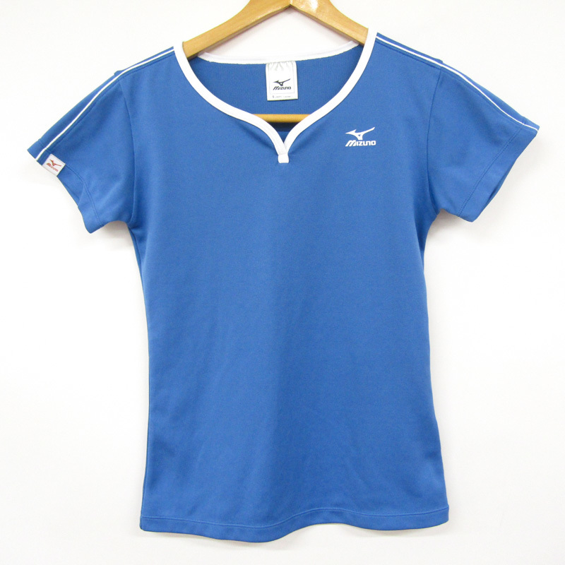 ミズノ 半袖Tシャツ 袖ライン スポーツウエア レディース Sサイズ ブルー Mizuno_画像1