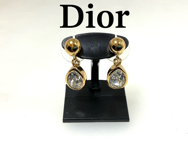 【Christian Dior】ディオール ピアス 両耳 クリスタル GP金具