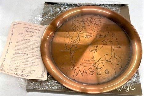* 92845 tray tray decoration plate Ikeda ten thousand . Hara [ beautiful. woman god ]MAXFACTOR souvenir diameter 34.7x height 2cm not for sale box attaching unused **