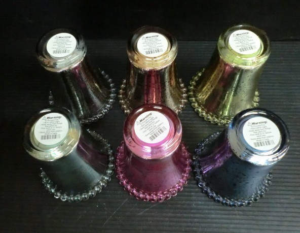 * 69114 candle holder colorful 6 piece set [ pink / blue / Sky blue / green / orange / black ] glass **