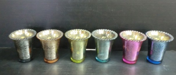 * 69114 candle holder colorful 6 piece set [ pink / blue / Sky blue / green / orange / black ] glass **