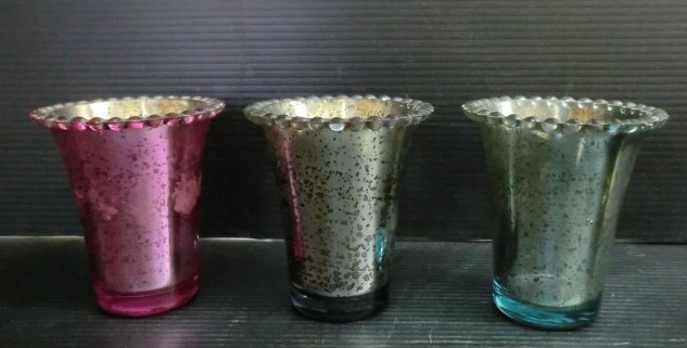 * 69114 candle holder colorful 6 piece set [ pink / blue / Sky blue / green / orange / black ] glass **