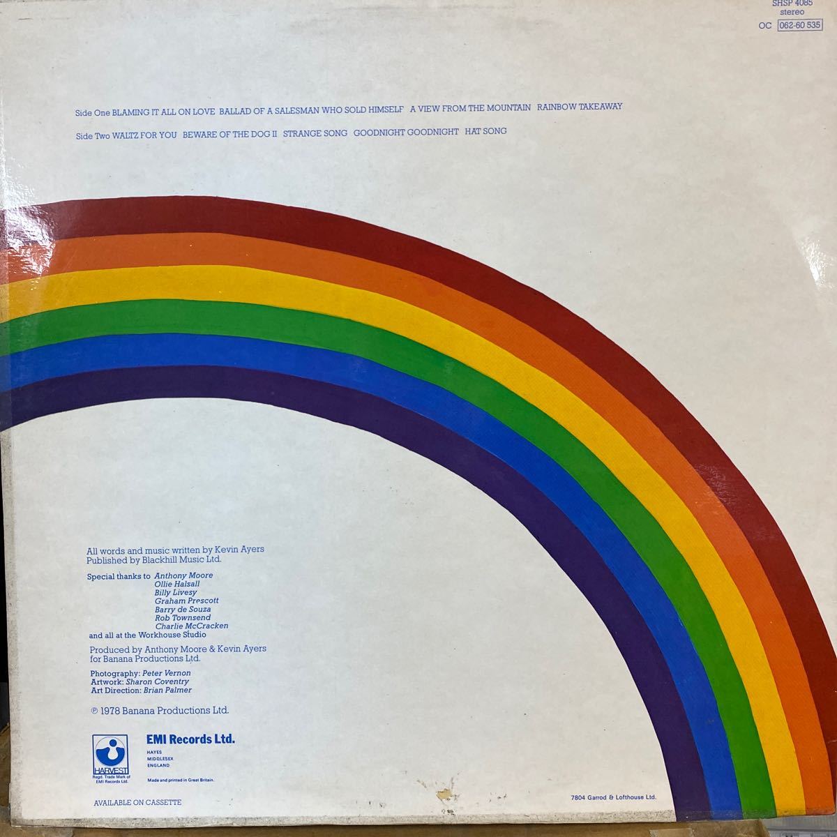 UK HARVEST原盤 初回MAT★KEVIN AYERS/RAINBOW TAKEAWAY ケヴィン・エアーズ オリー・ハルソール アンソニー・ムーア ソフト・マシーン_画像2