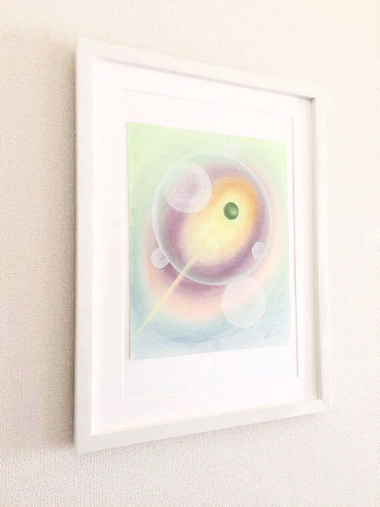 [ pastel original picture ]. pattern 9 kind development Lila work original picture [ circle. light #1] genuine work guarantee pastel color wooden frame 44.1×33.8cm feng shui . amount autograph . pattern different have 