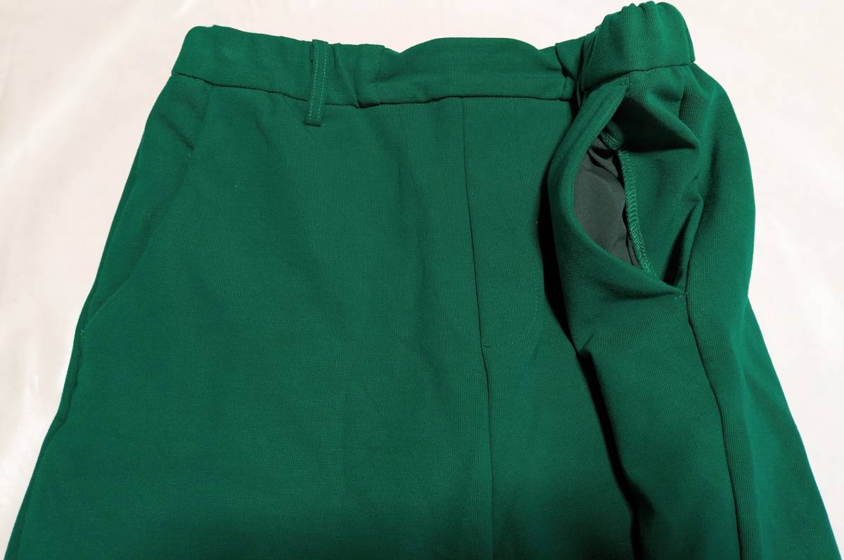 訳あり ハグハグ IN THE MARKET インザマーケット ジャージーパンツ 伸縮 ウエストゴム/紐調節 裾ファスナー 緑? 総丈99 ウエスト36~51 F_ポケットです。ベルト通しです