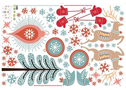 ウォールステッカー トナカイ 雪の結晶 冬の風景 2枚セット_画像2