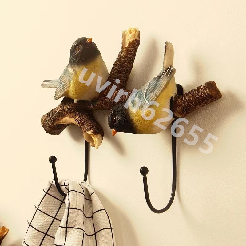 小鳥 コートハンガー 壁掛けフック 壁飾り 金属 樹脂 工芸品 アンティーク ヨーロピアン 雑貨 置物 レトロ_画像1