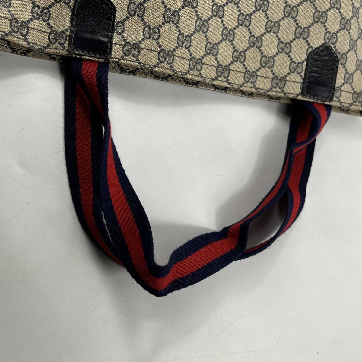 1円〜【最高級】 GUCCI グッチシェリーラインA4 ビジネスバッグ トートバッグ シェリーライン ネイビー GG 肩掛け◎ スプリーム レザー _画像9