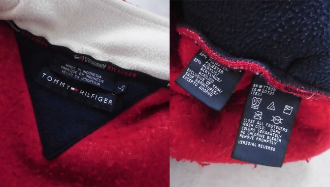 TOMMY HILFIGER トミーヒルフィガー BIGフラッグロゴ ボアフリースジャケットL/フリースジャケット/赤 レッド/メンズ/90s ヴィンテージ_画像10