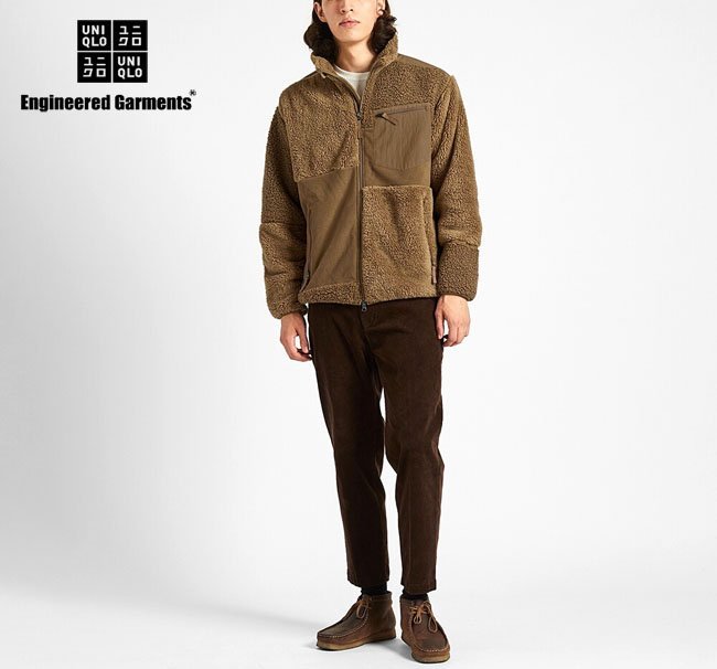 UNIQLO ユニクロ Engineered Garments エンジニアドガーメンツ コラボ フリース コンヒネーションシャケットS/ベージュ/メンズ_画像1