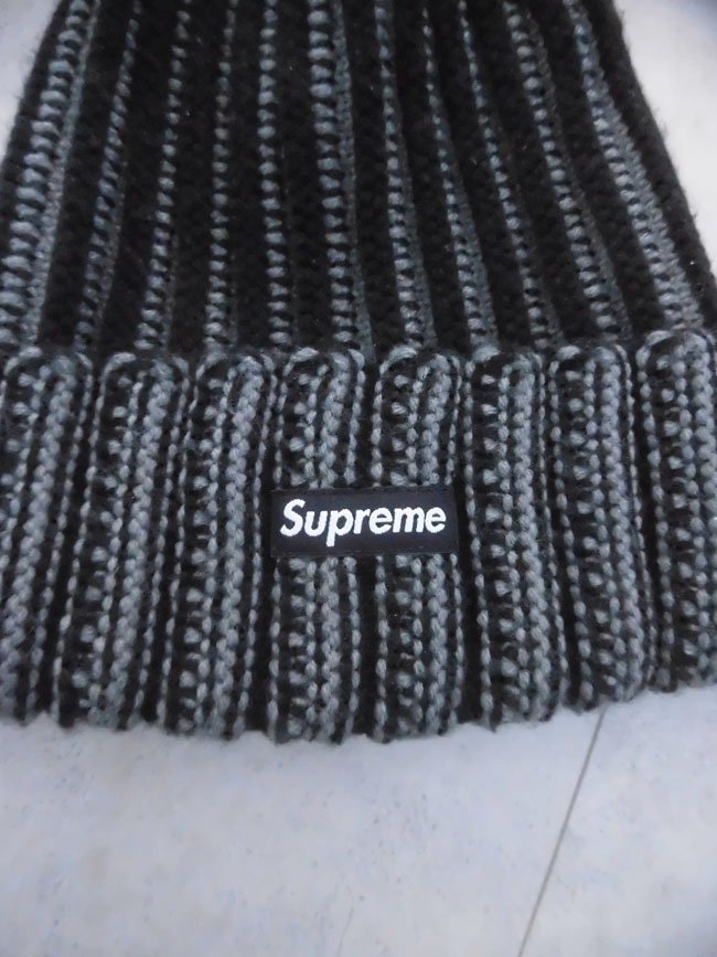 美品 SUPREME シュプリーム 19AW Contrast Stripe Beanie コントラスト ストライプ ビーニー/ボンボン付き ニット帽/BOXLOGOニットキャップ_画像3