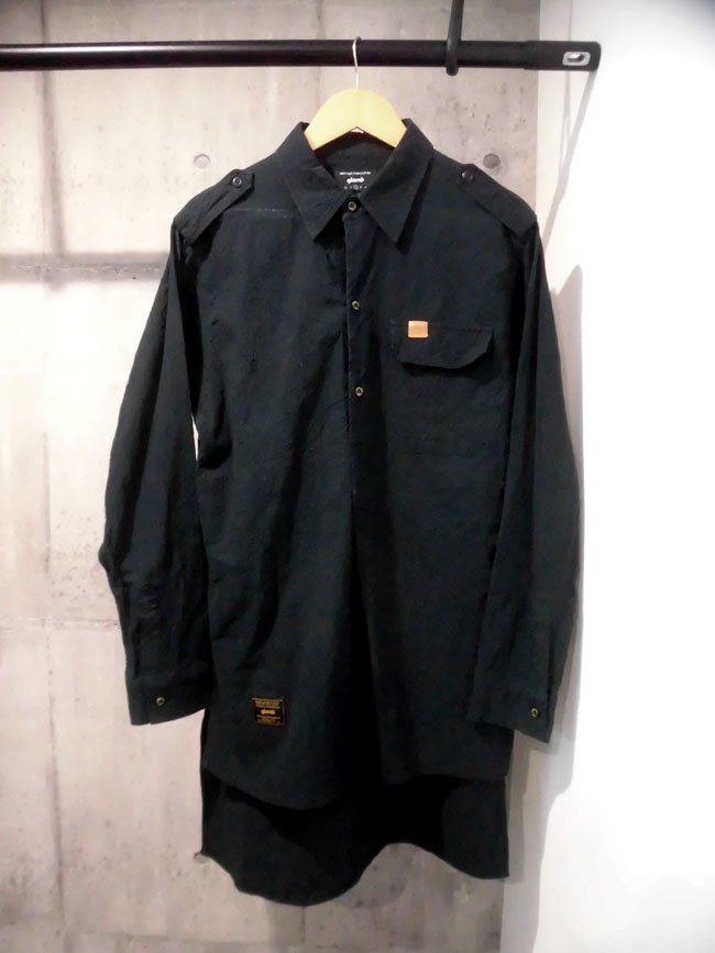 glamb グラム 15周年 FARMERS PULLOVER SHIRT ファーマーズ プルオーバーシャツ2/しわ加工 オーバーサイズ ミリタリーシャツ/黒/程度良好_画像2