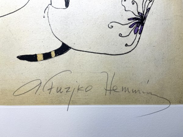 【真作】魂のピアニスト フジ子・ヘミング「エスター」2008年 銅版画・ED HC /150 直筆サイン・作品証明シール /フジコヘミング_画像4